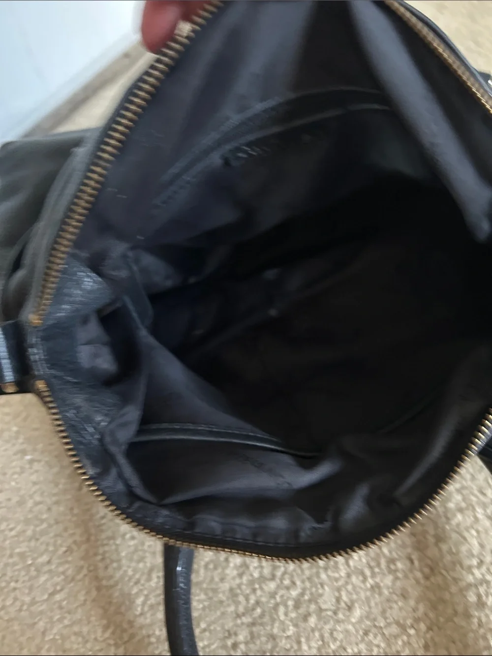 Calvin Klein Black Pebbled Leather Satchel with Gold Hardware